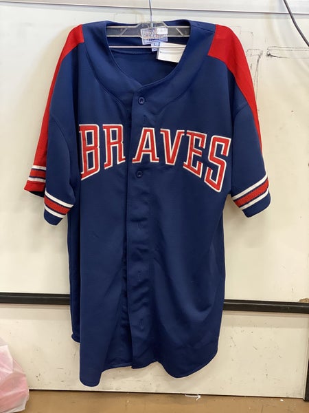 Vintage Starter brand Atlanta Braves Navy Blue Baseball Jersey