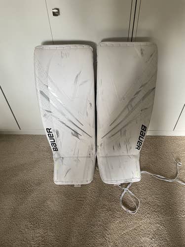 White Senior 35" Bauer Hyper Lite Goalie Leg Pads