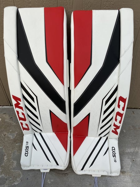 White New Senior 34" CCM Axis 1.9 Goalie Leg Pads