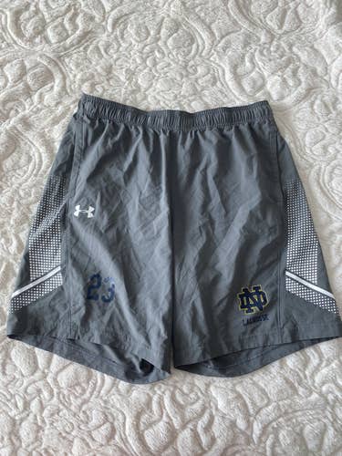 Notre Dame Team Issued 23 Gray XL Under Armour Shorts