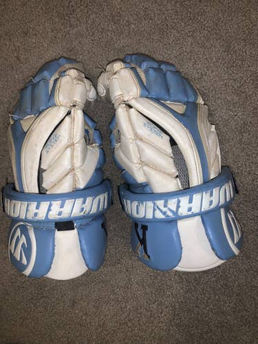 White Used Player's Warrior 13" Evo Lacrosse Gloves