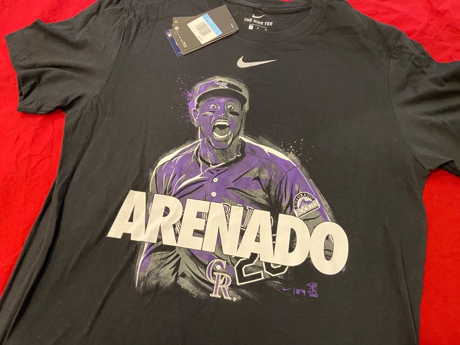 RARE * Nolan Arenado Colorado Rockies MLB / MLBPA Black Nike T-Shirt * NWT