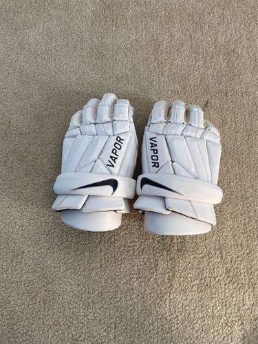 White Used Player's Nike Vapor 13" Lacrosse Gloves