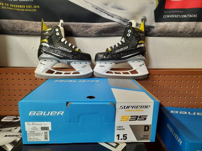 Junior New Bauer Supreme S35 Hockey Skates Regular Width Size 1.5