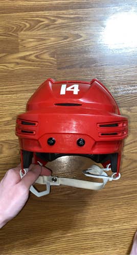 Red Large Bauer Re-Akt 75 Helmet Pro Stock