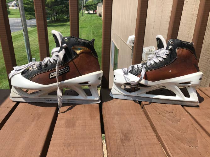 Used Bauer Regular Width Size 11 Supreme ONE95 Hockey Goalie Skates with Vertexx Cowlings