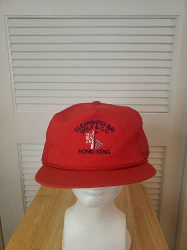 NWC Vintage Clearwater Bay Golf & Country Club Hong Kong Leather Strapback Hat