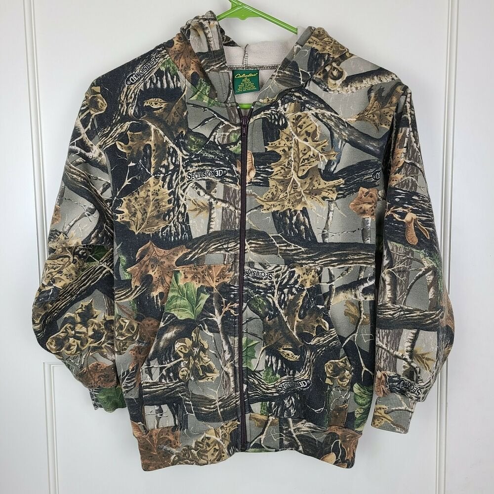 Cabelas Boys Cabela's Seclusion 3D hunting camouflage Hoodie size Small 7-9 years 