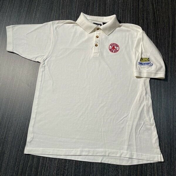 Boston Red Sox Collared Shirt Mens Large Adult MLB Baseball Polo White  Lottery