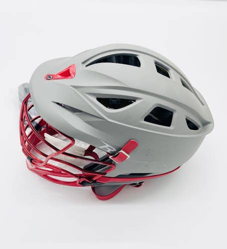 New Boston University Pro Stock Cascade R Lacrosse Helmet-Matte Gray & Red