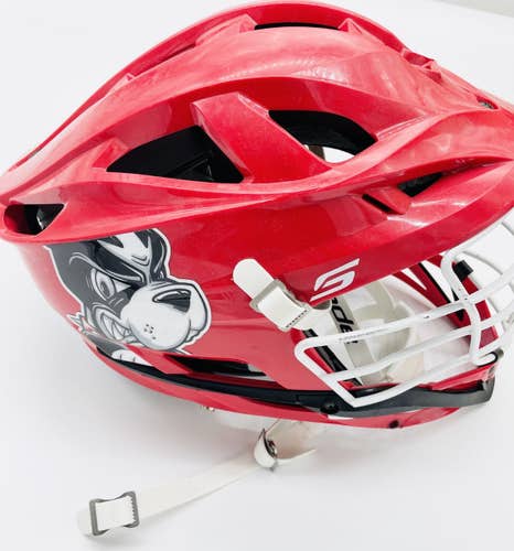Boston University (With Stickers) Pro Stock Cascade S Lacrosse Helmet-Red & White-Used