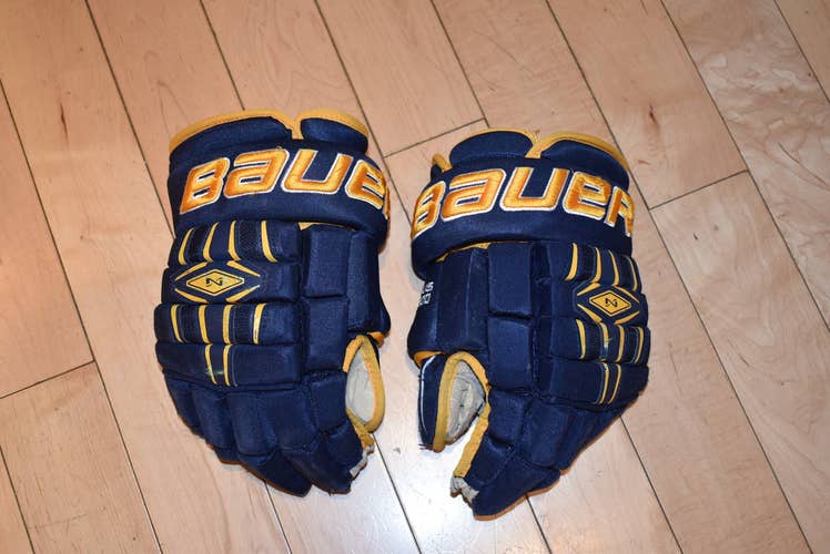 Dark Navy Blue/Gold Used Bauer Nexus 800 Gloves 14"