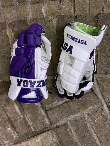 School Colors (Gonzaga) Player's Maverik Max Lacrosse Gloves 13" (Large)