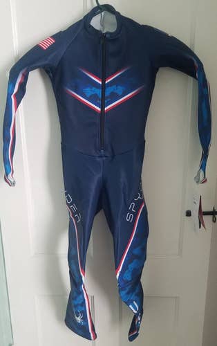 *NEW* Spyder kids Padded ski race suit GS size 10/12 Blue / USA theme Boy girl Unisex