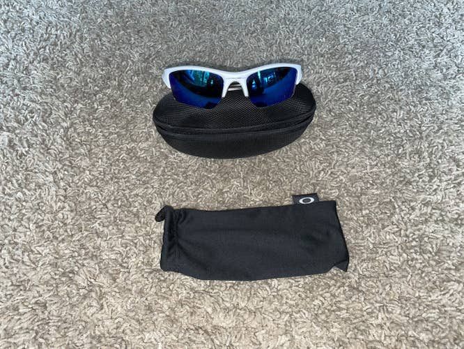 Oakley Flak jacket Sunglasses White/Blue