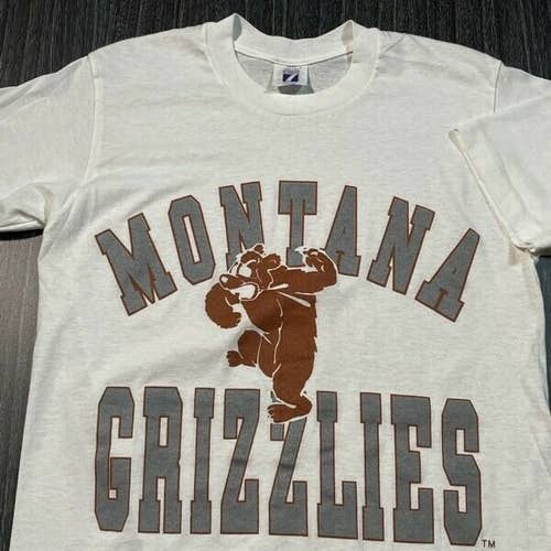 University of Montana T Shirt Mens Medium Adult White Vintage 90s Grizzlies