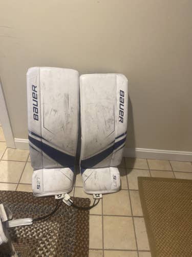 White Junior 30" Bauer Supreme S27 Goalie Leg Pads