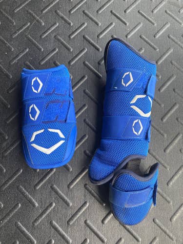 Evoshield elbow guard and right handed hitter leg guard