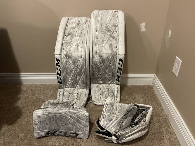 White Senior 34" Regular Premier II Pro Goalie Full Set
