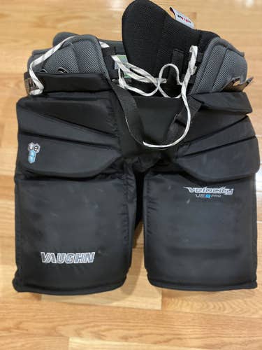 Black Senior Used Large Vaughn Velocity VE8 Pro Hockey Goalie Pants (Cary Price Mods)