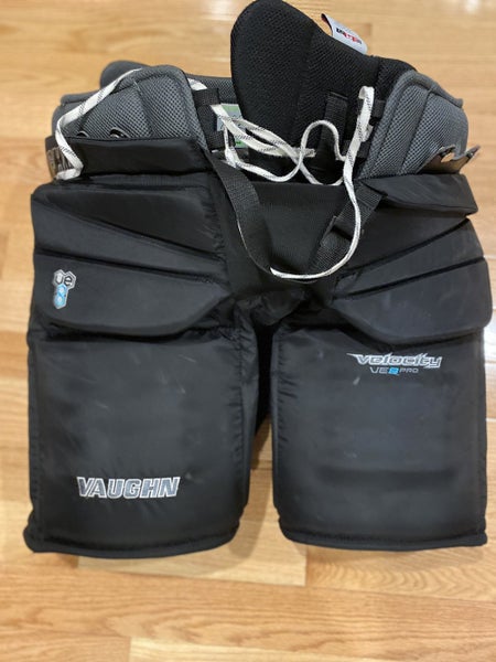 Black Senior Used Large Vaughn Velocity VE8 Pro Hockey Goalie Pants (Cary Price Mods)