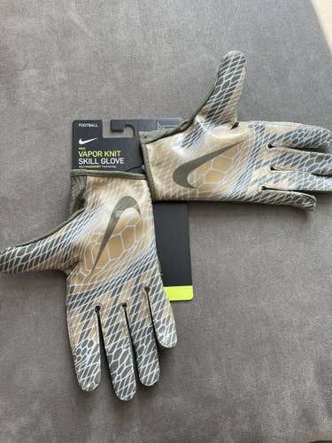 Nike Vaporknit Skill football Gloves Olive Gold size Large L reciever