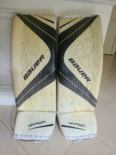 White/Black Used Senior Medium 34" Bauer Vapor 1X Goalie Leg Pads