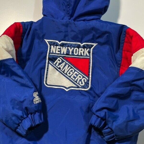 STARTER Rare Satin Jacket Puffy New York Rangers NHL Hockey Men
