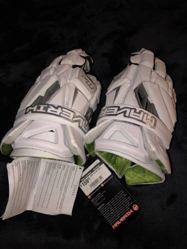 Brand New White Maverik 13" MAX Lacrosse Gloves