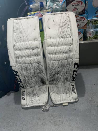 White Senior 35" CCM  Extreme Flex Pro Goalie Leg Pads
