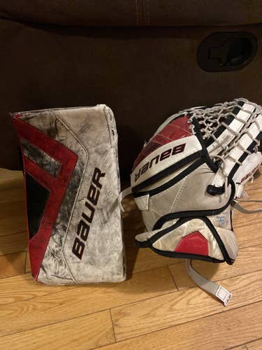 Junior Used Bauer Regular Supreme One.7 Goalie Glove and Blocker