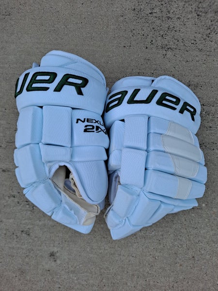 Dallas Stars Reverse Retro White Used Senior Bauer Nexus 2N Gloves 14" Pro Stock