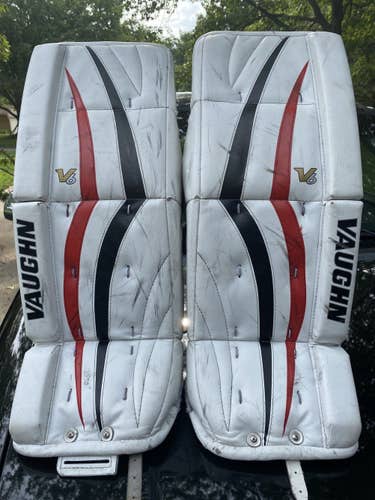 White Junior 26" Vaughn  Velocity V6 Goalie Leg Pads