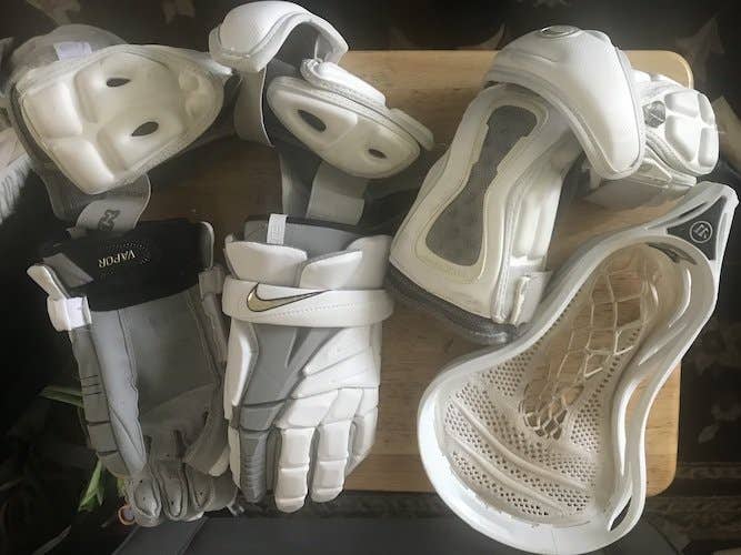 Used Lacrosse Bundle - Burn Warp Pro Whip 3, Maverik Rome NXT Armguards,Nike Elite Gloves
