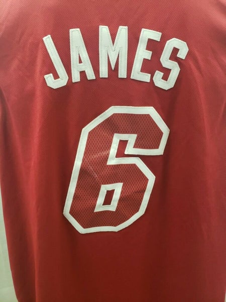Majestic NBA Lebron James Miami Heat 6 Jersey Black Pink Red Size