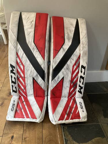 White Intermediate 32" CCM Axis 1.9 Goalie Leg Pads