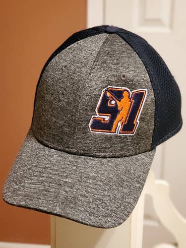 Team 91 New Era 39THIRTY HTHRGREY/NAVY Adult Men's Used Fitted Medium/Large Hat
