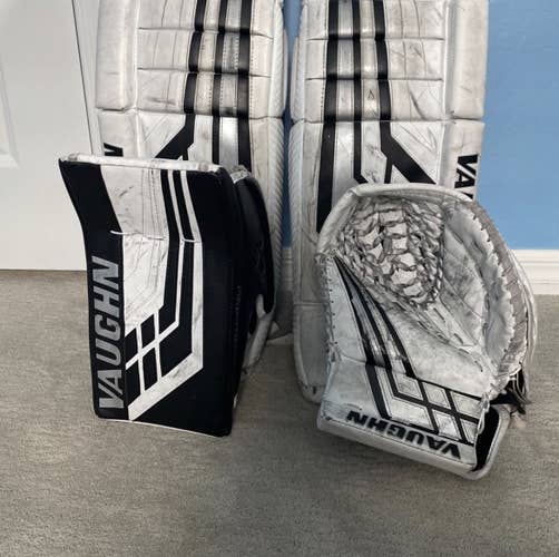 Vaughn Velocity VE8 Hockey Goalie Leg Pads and blocker and glove