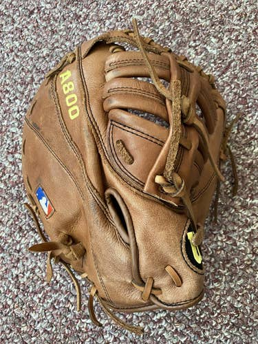 Brown Used High School/College Wilson Right Hand Throw First Base Baseball Glove 12"