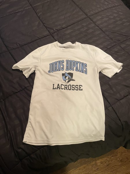 White Johns Hopkins lacrosse shirt