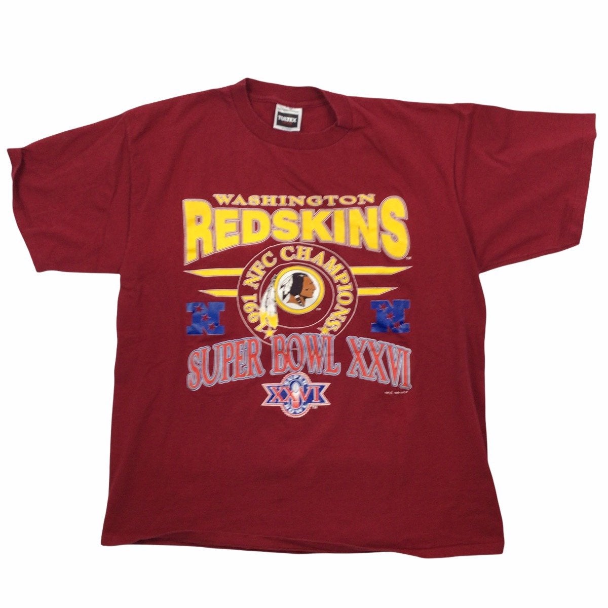 Vintage 1991 Super Bowl XXVI Washington Redskins T-shirt. Single