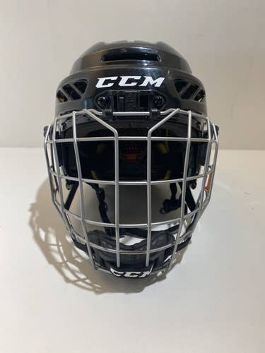 CCM FitLite 3Ds Youth Black Hockey Helmet & Silver Cage