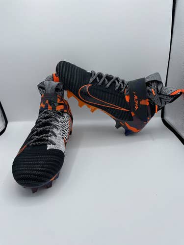 Nike Alpha Menace Elite 2 Black Orange High Top Football Cleats Men's Size 14