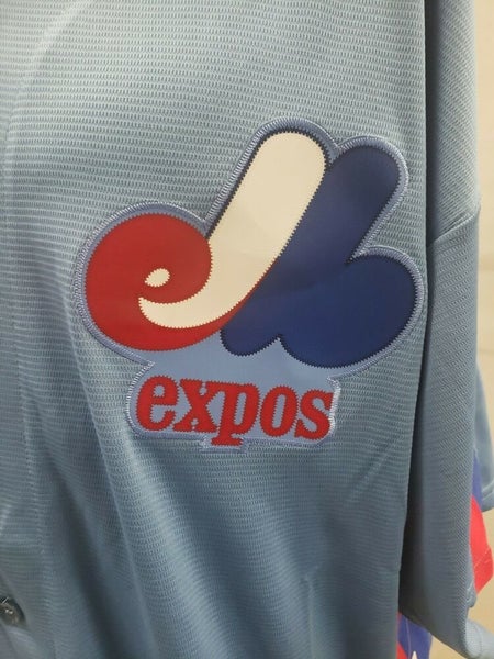 Men's Montreal Expos Majestic Light Blue Road Cooperstown Collection Team  Cool Base Jersey