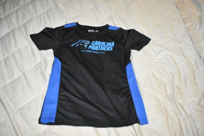 NFL Pro Line CAROLINA PANTHERS Football Shirt, Black/Blue, Youth Medium