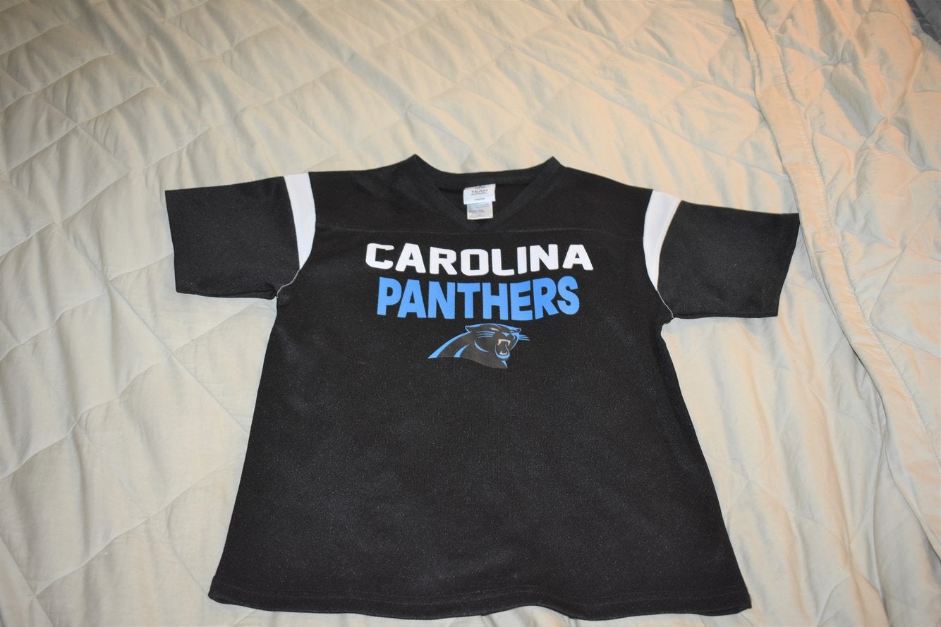 Carolina Panthers Polo Shirt Adult Medium Blue Black NFL Football Mens A2*