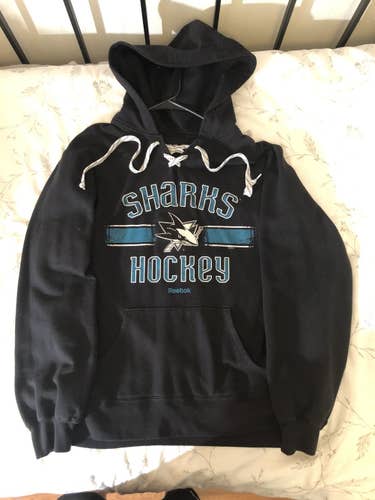 Reebok Large San Jose Sharks Pullover Hoodie + 2 Decal Sets