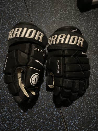 Used Warrior Alpha Pro Hockey Gloves 14 Inch Black