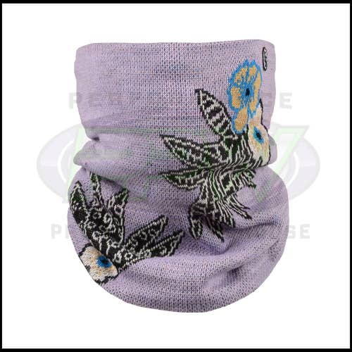 CG HABITATS FLOWER KNITTED PROTECTIVE FACE MASK NECK GAITER (PURPLE FLOWERS)