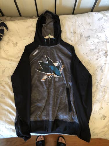 Medium Reebok San Jose Sharks Player Issued Full Zip Hoodie